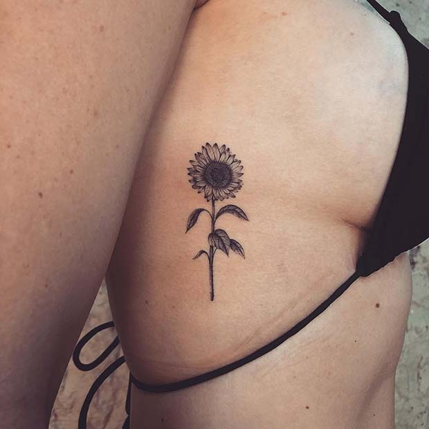 Stylish Sunflower Rib Tattoo