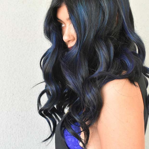 Subtle Black Blue Hair
