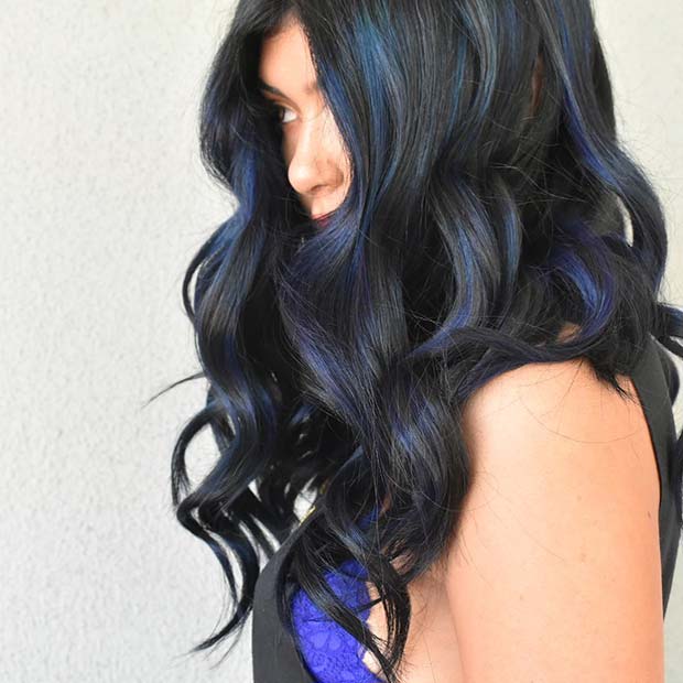 black and blue hair