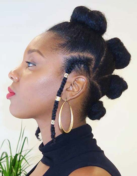 Natural Bantu Knots Updo