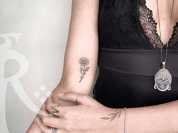 Trendy Sunflower Arm Tattoo