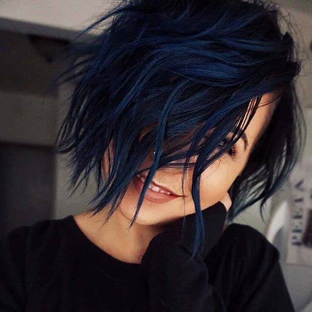 black and blue hair