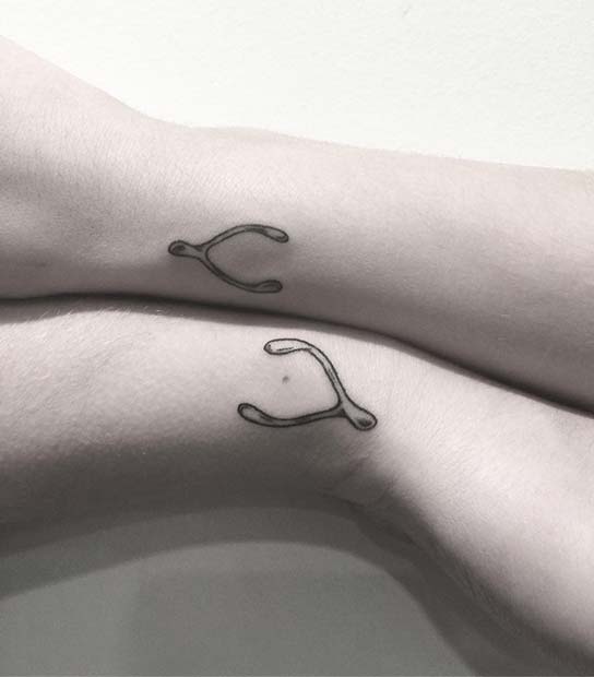 Matching Wishbone Brother and Sister Tattoos