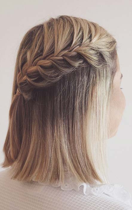 35+ Cute & Easy Ways to Style Short Hair : Waterfall Braid Long Bob