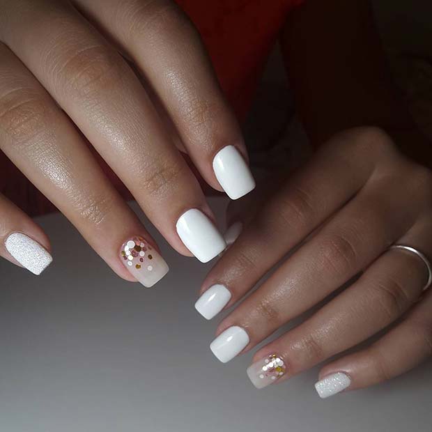 White Wedding Nail Design