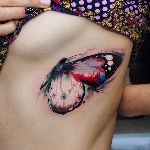 Big and Artistic Watercolor Butterfly Tattoo 