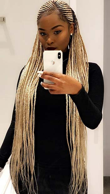 Long and Blonde Feed in Braids