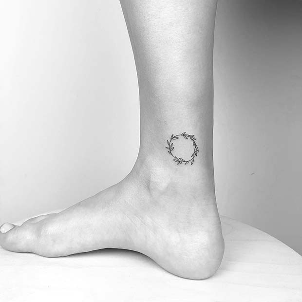 Small Botanical Ankle Tattoo Design