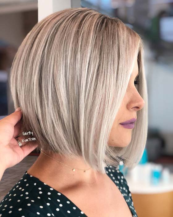 Medium, Sleek Blonde Bob Haircut