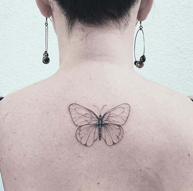 Simple Butterfly Back Tattoo