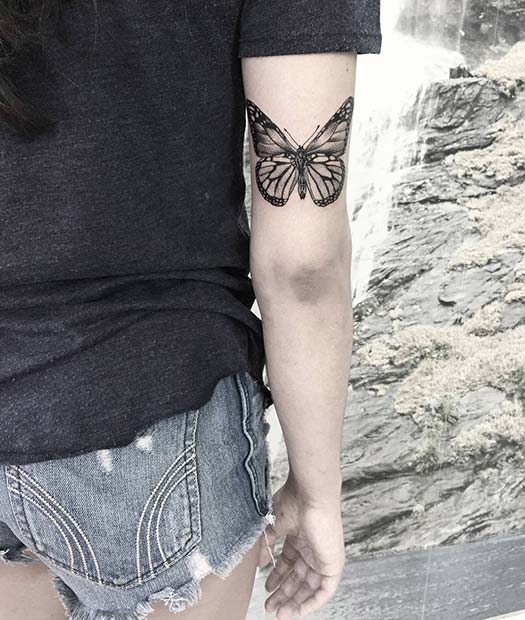Pretty Butterfly Upper Arm Tattoo