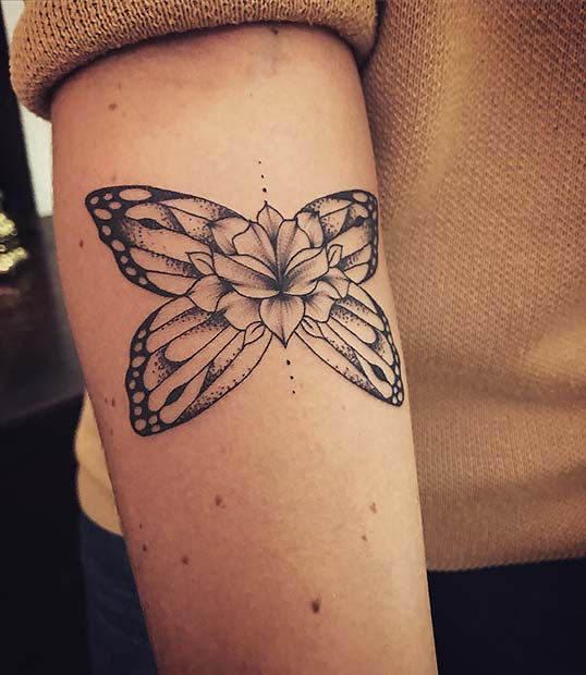 55 Beautiful Butterfly And Flower Shoulder Tattoos  Tattoo Designs   TattoosBagcom