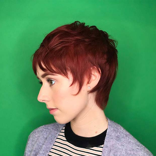 Long Red Pixie Cut