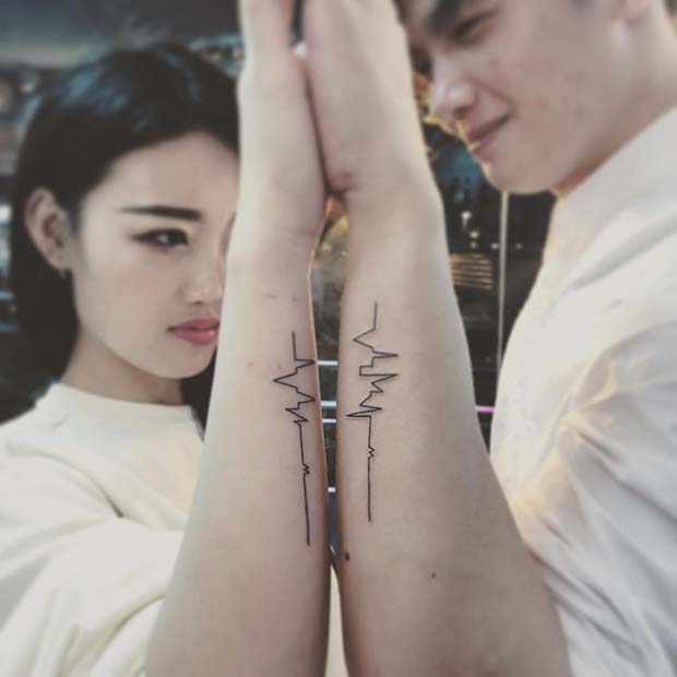 Heartbeat Tattoos for Couples in Love