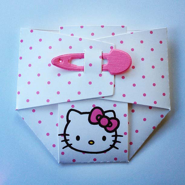Hello Kitty Diaper Invitation of Favor