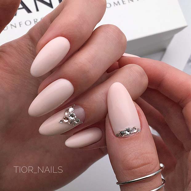 Light Nails with Rhinestones