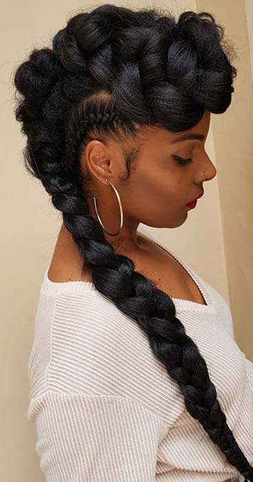 Braided Mohawk Hairstyle with Weave 