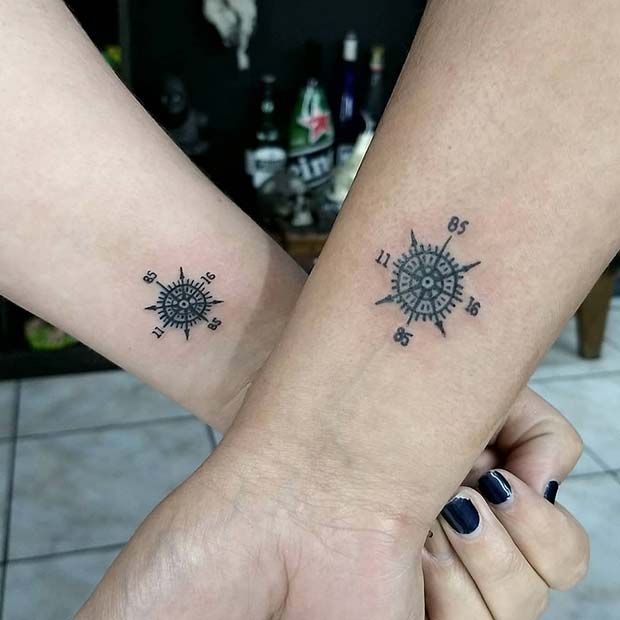 Matching Compass Tattoos