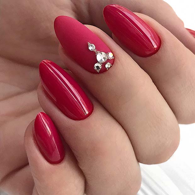 Matte and Glossy Red Nails