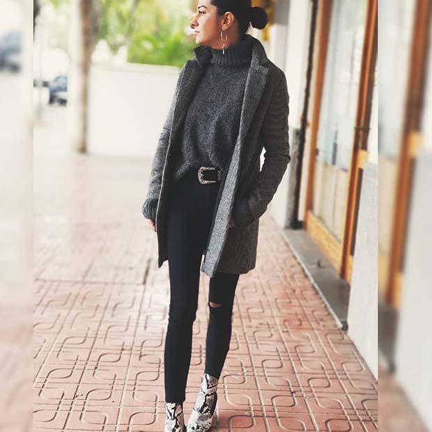 Grey and Black Winter Outfit Idea