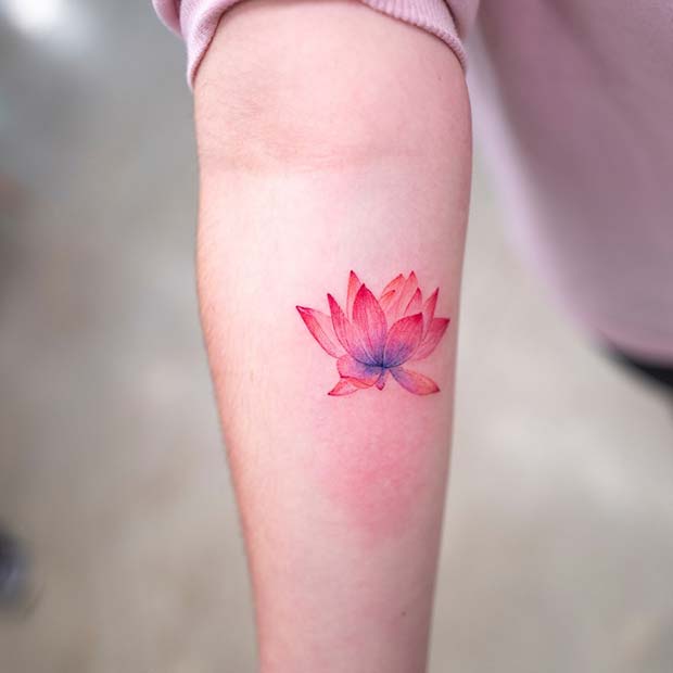 Pink and Purple Lotus Flower Tattoo 