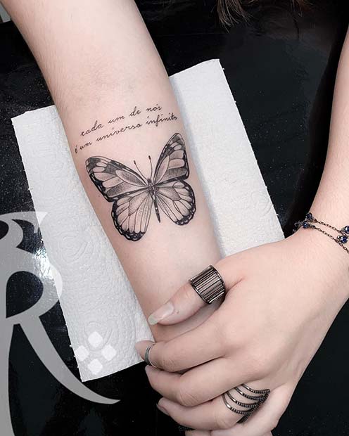 Quote and Butterfly Tattoo Idea
