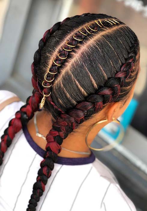 two french braids natural hair