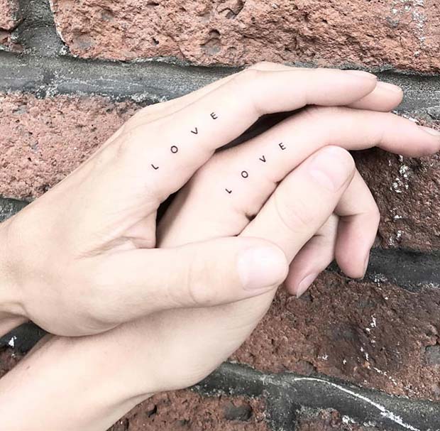 Simple and Matching Love Tattoos for Couples