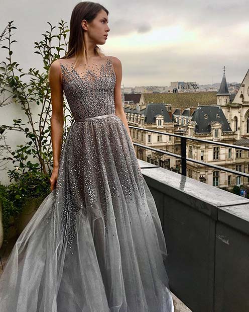 silver glitter wedding dress