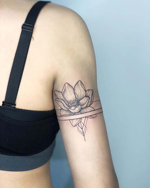 Stylish Lotus Arm Tattoo Design