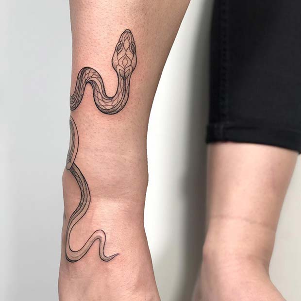 Bold Snake Ankle Tattoo