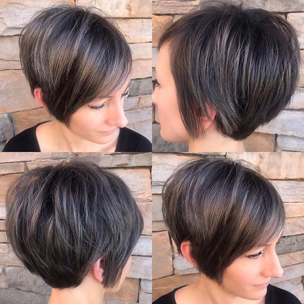 Short Stacked Bob with Bangs