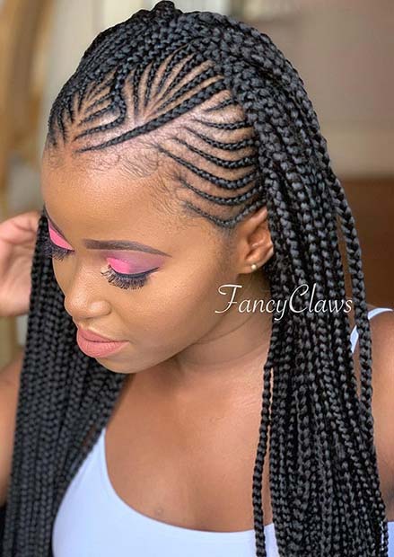 Feed In Cornrows with Box Braids