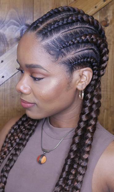 Trendy Thin and Thick Brown Cornrows 