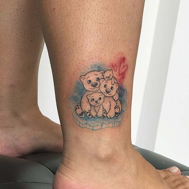 Adorable Bear Family Tattoo 