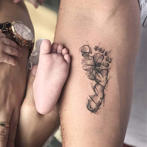 Idée de tatouage de pied de bébé