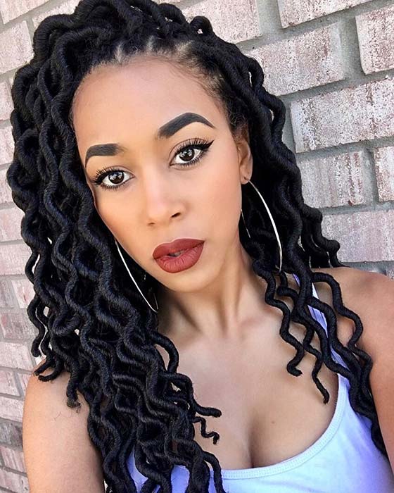 43 Chic Ways to Wear and Style Curly Faux Locs - StayGlam