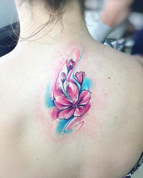 Beautiful Floral Back Tattoo