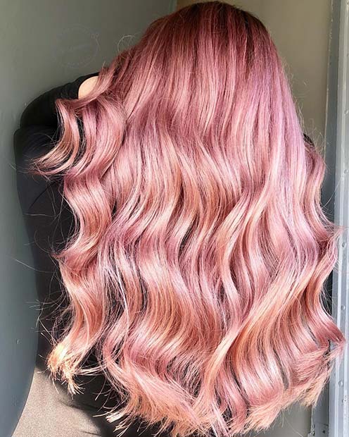 Pink Hair with Rose Gold Highlights 