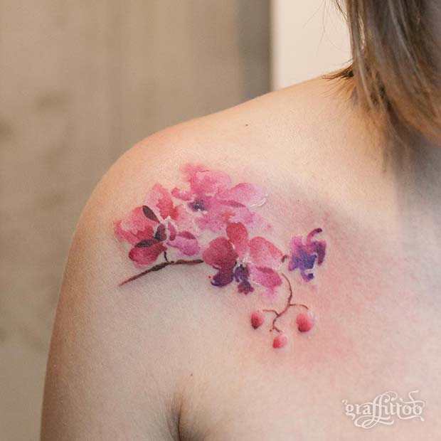 Beautiful Watercolor Floral Tattoo