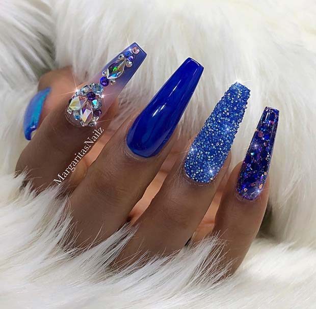 Amazon.com: High Shine Punk False Metallic Light Blue Fake Nails Short  Acrylic Nail Tips Reflective Mirror Nail Art Manicure Tool : Beauty &  Personal Care