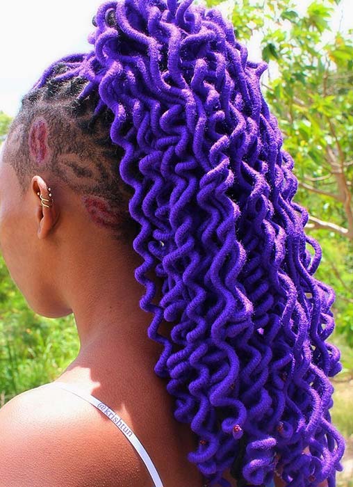 Bold Purple Curly Faux Locs