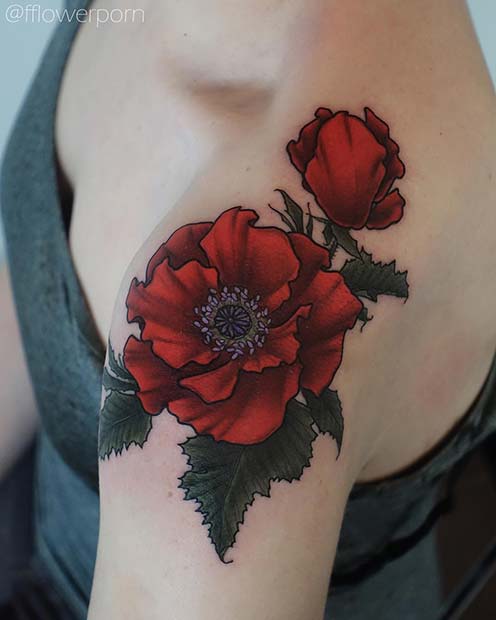 Bold Poppy Flower Tattoo