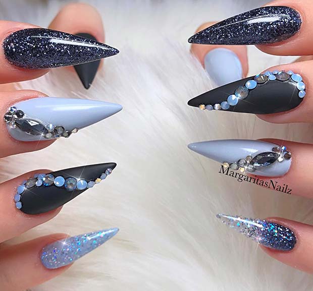 Chic, Sparkly Blue Nails