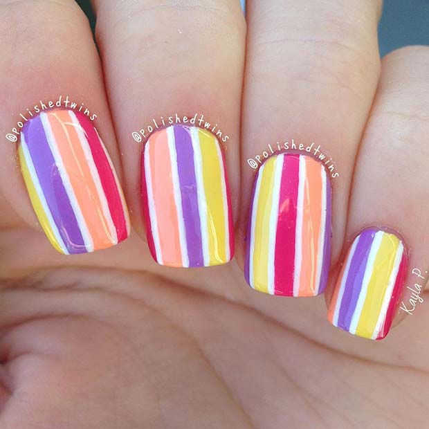 Colorful Striped Nails