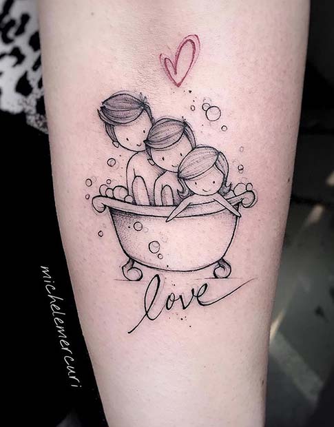 Cute Kid Tattoo Idea for Moms