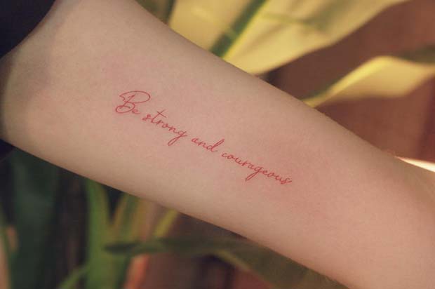 Elegant Red Ink Quote Tattoo