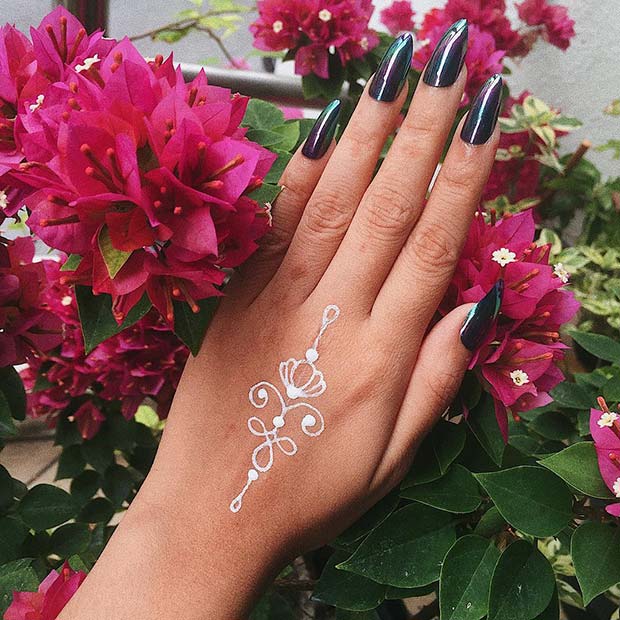 Elegant White Henna Design 