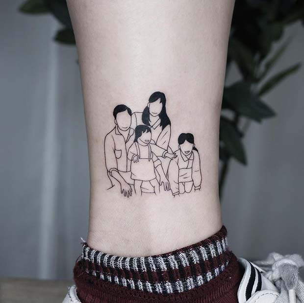 Idea de tatuaje de retrato familiar