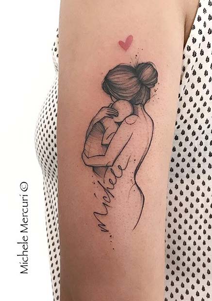 Mother Holding a Baby Tattoo Idea